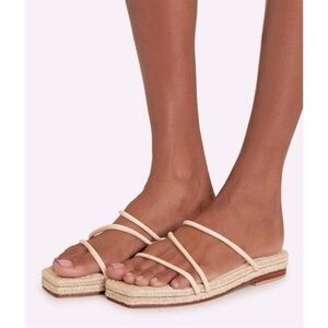 St. Agni Jackie Raffia Espadrille Flat Sandals In Ecru size 39